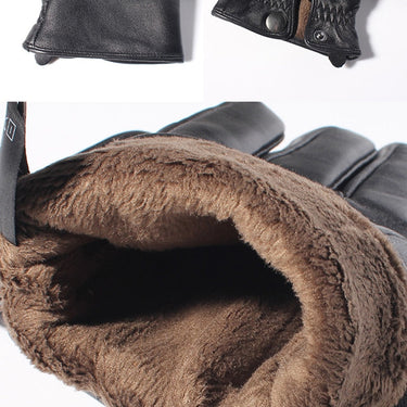 Men Genuine Leather Winter Touch Screen Black Real Sheepskin Wool Lining Warm Driving Gloves GSM050  -  GeraldBlack.com