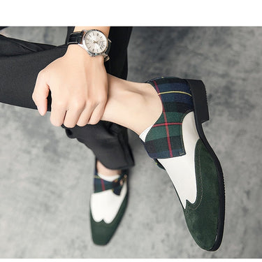 Men's Dark Green Handmade Breathable Slip On Loafers Shoes  -  GeraldBlack.com