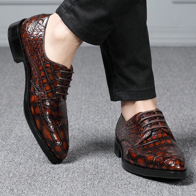 Men's Genuine Leather Lace Up Slip On Fashion Designer Oxfords Shoes  -  GeraldBlack.com