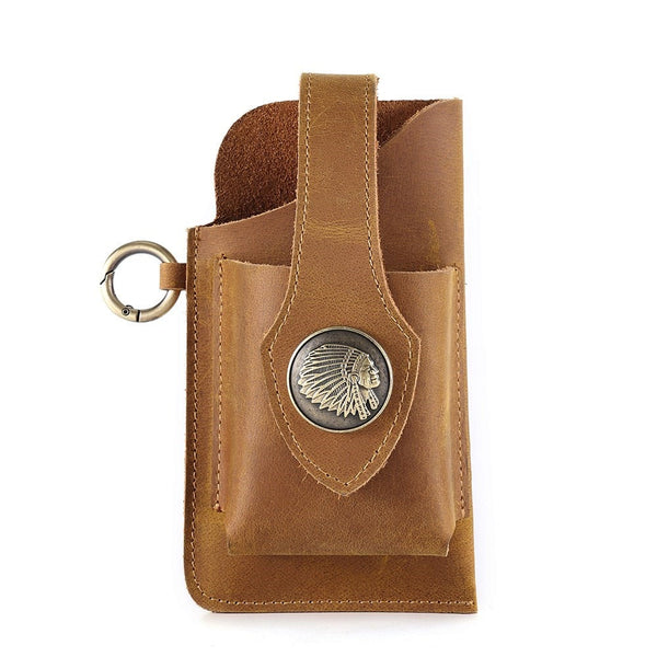 Men's Genuine Leather Phone Holster Outdoor Travel Sports Waist bag  -  GeraldBlack.com