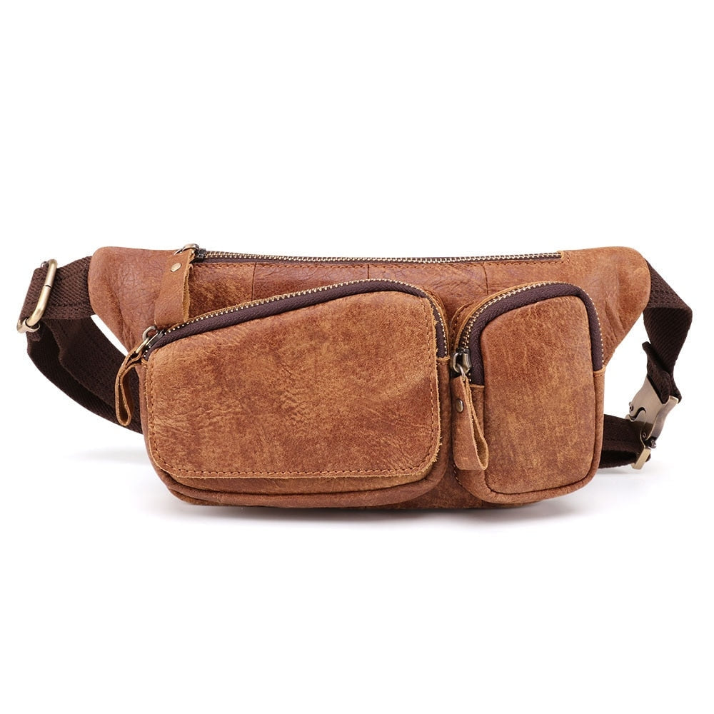Men's Genuine Leather Waist Bag Fanny Pack for Phone and Money  -  GeraldBlack.com