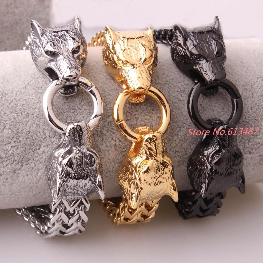Men's Gold Silver Stainless Steel Wolf Bracelet Jewelry Gifts  -  GeraldBlack.com