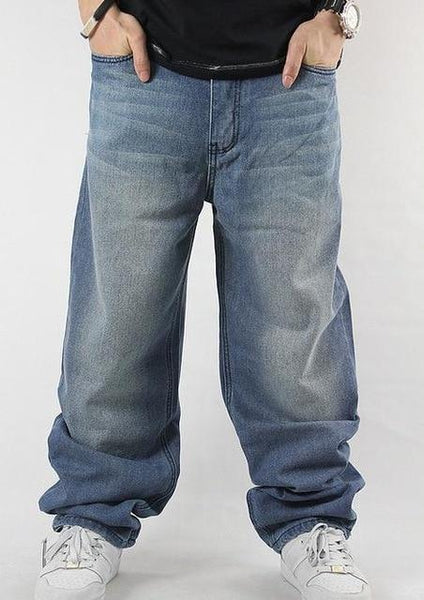Men's Loose Hip Hop Style Skateboard Jeans Baggy Rap Denim Pants - SolaceConnect.com