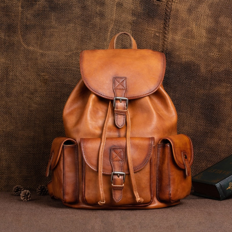 Men's Retro Genuine Leather Large Capacity Single-shoulder Backpack  -  GeraldBlack.com
