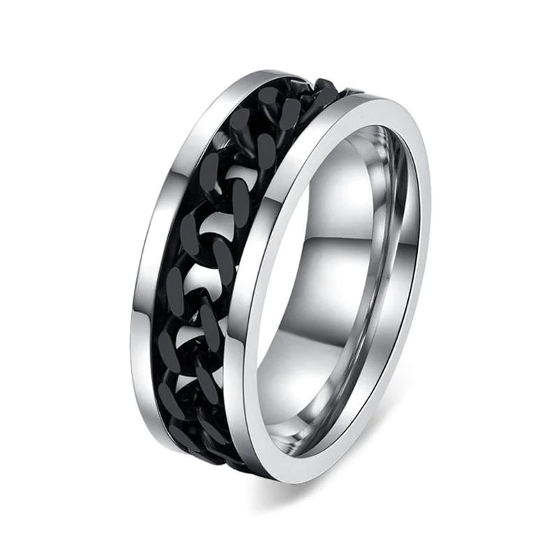 Men's Stainless Steel Punk Accessories Chain Spinner Rock Fashion Ring  -  GeraldBlack.com