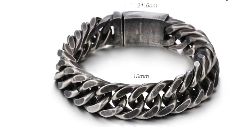 Men's Vintage Black Stainless Steel Bracelets with Rhombus Link Chain  -  GeraldBlack.com