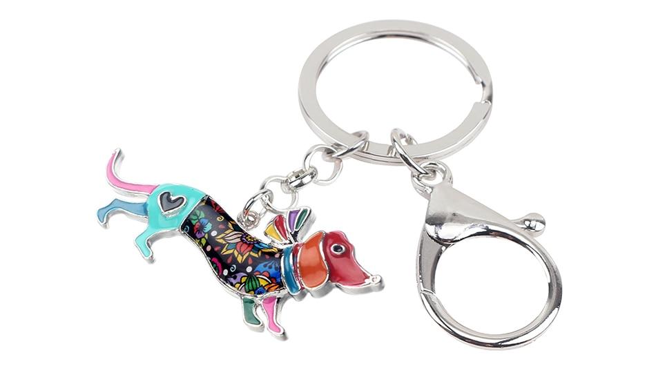 Metal Enamel Collar Dachshund Dog Animal Key Chains for Pet Lover - SolaceConnect.com