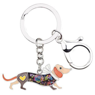 Metal Enamel Collar Dachshund Dog Animal Key Chains for Pet Lover - SolaceConnect.com