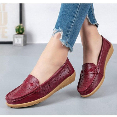 Moccasins Summer Women's Genuine Leather Slip-on Cut Outs Flats Loafers - SolaceConnect.com