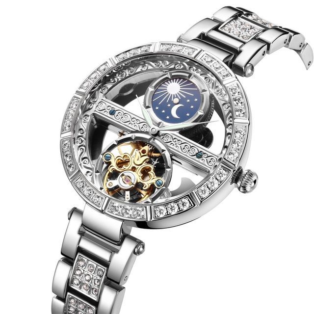 Original genuine women&#39;s watch hollowed out skeleton fully automatic  watches luminous fashion elegant leather strap lady Watch  -  GeraldBlack.com