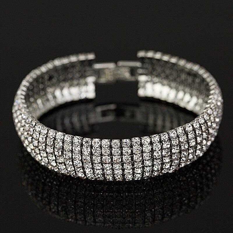 Price Gold and Silver Color Classic Crystal Pave Link Women's Bracelets - SolaceConnect.com