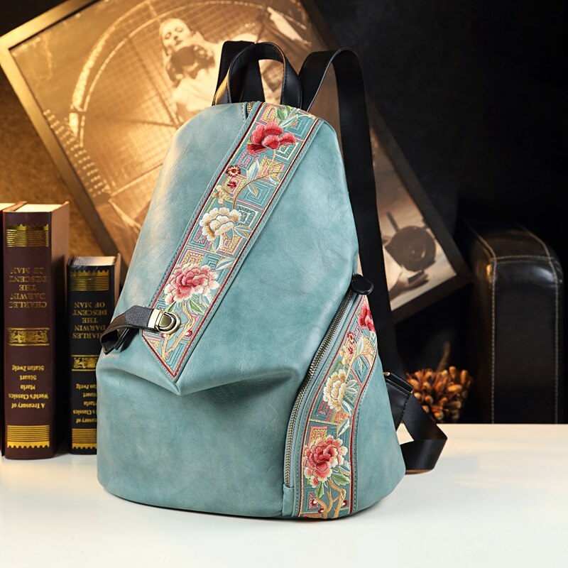 designer genuine leather anti theft backpack Unisex Retro Genuine Leather Embroidered Anti Theft Travel Backpack – GeraldBlack.com