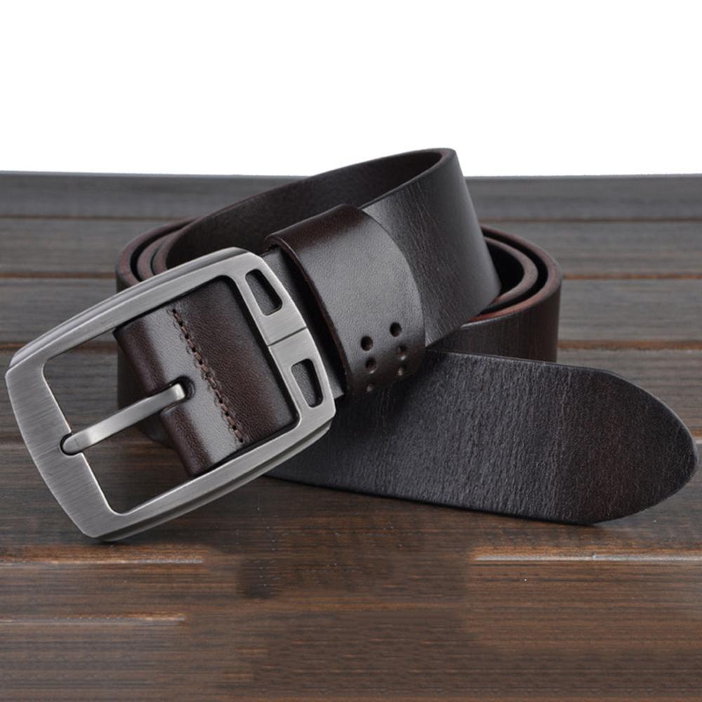 Cow Skin Leather Male Belts Alloy Pin Buckle Metal Belt for Men Retro Styles Accessories NCK166 - SolaceConnect.com