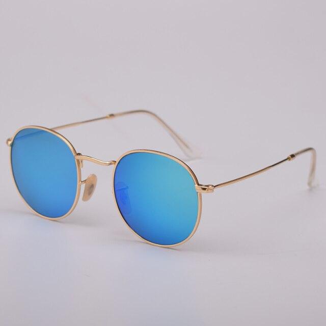 Retro Style Men's Real Glass Lens UV400 Mirror Round Polarized Sunglasses  -  GeraldBlack.com