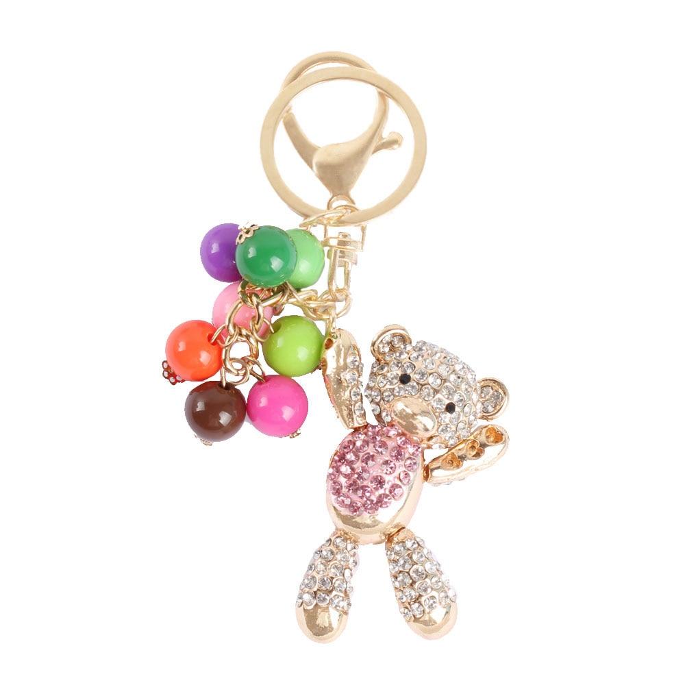 Rhinestone Crystal Pink Bear with Moving Beads Fashionable Charm Pendant  -  GeraldBlack.com