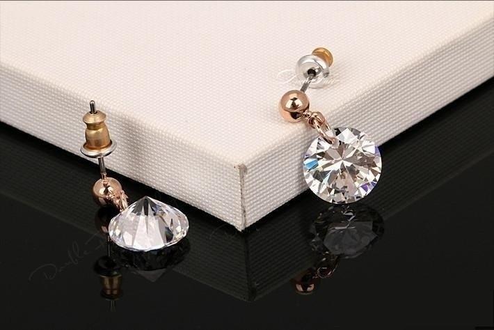 Rose Gold Color OL Style Cubic Zirconia Wedding Stud Earrings Jewelry  -  GeraldBlack.com