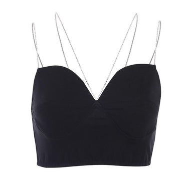 Sexy Women's Black Spaghetti Strap Backless Skinny Slim Camisoles Cropped Top - SolaceConnect.com