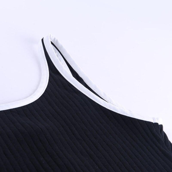Sexy Women's Patchwork Cotton Sleeveless Skinny Button-Front Cami Tanktop - SolaceConnect.com