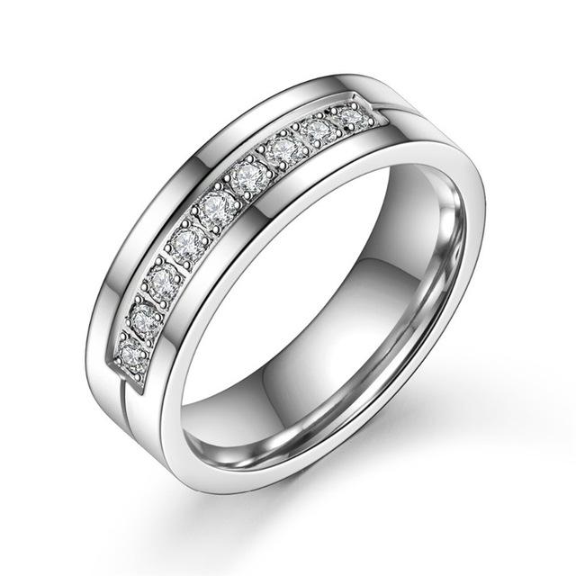 Silver Color Stainless Steel Engagement Wedding Rings for Men Women - SolaceConnect.com
