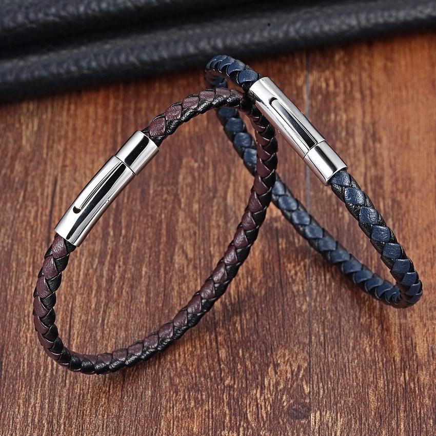 Simple Style Stainless Steel Genuine Leather Bracelets for Men & Ladies  -  GeraldBlack.com