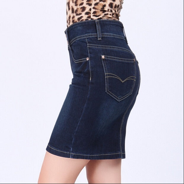Spring and autumn fashion casual plus size stretch denim jeans skirt for female  -  GeraldBlack.com