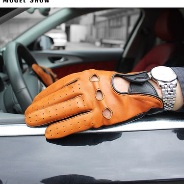Spring Men Genuine Leather Gloves Fashion Black Driving Unlined Goatskin Finger Gloves GSM047  -  GeraldBlack.com