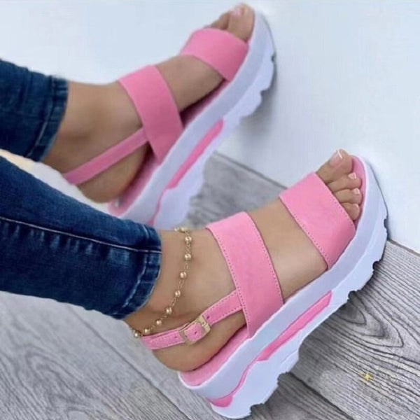 Summer Casual Plus Size Buckle Non-slip Platform Shoes for Women  -  GeraldBlack.com