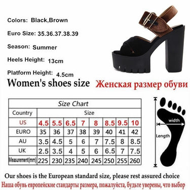 Summer Flock Women Platform High Square Heels Sandals with Fashion Buckle - SolaceConnect.com