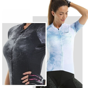 Summer Short-Sleeve Full Zipper Skinsuit Cycling Jersey Sets for Women  -  GeraldBlack.com