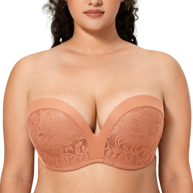 Sun Kissed Lace Slightly Lined Underwire Lift Strapless Bra for Women  -  GeraldBlack.com