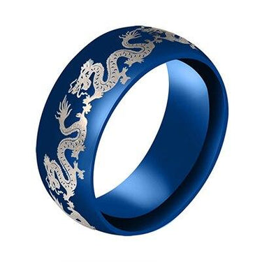 Trendy Unisex 316 Stainless Steel Dragon Design Round Wedding Ring - SolaceConnect.com