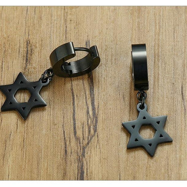 Unique Hexagram Star of David Hoop Earrings Jewelry for Men - SolaceConnect.com