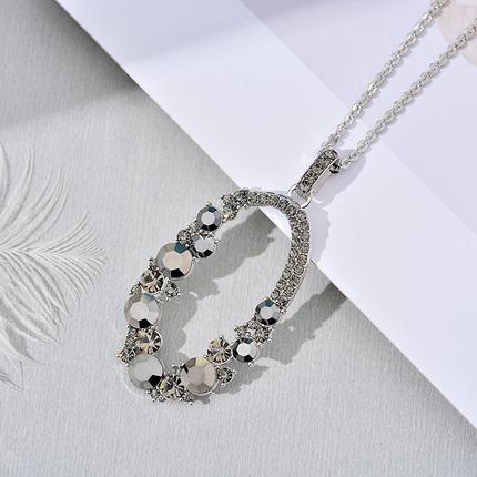 Vintage Geometrical Crystal Pendant with Flower Tassel Long Necklace - SolaceConnect.com
