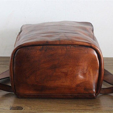 Vintage Coffee Genuine Leather Women's Backpack Real Skin Female Girl Backpacks Lady Travel Bag - SolaceConnect.com