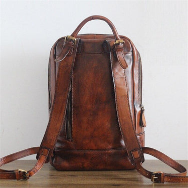 Vintage Coffee Genuine Leather Women's Backpack Real Skin Female Girl Backpacks Lady Travel Bag - SolaceConnect.com