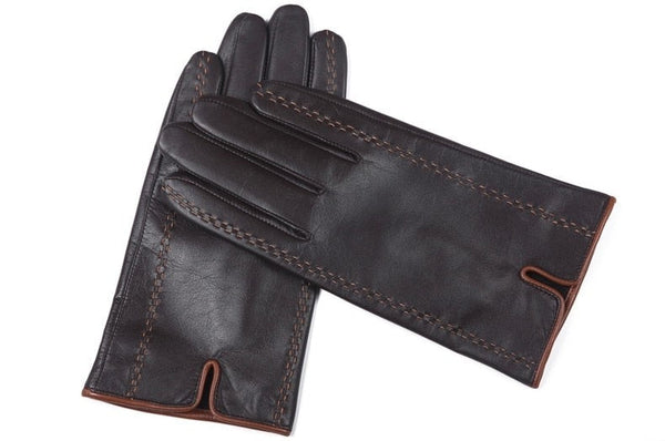 Winter Men's Genuine Leather Touch Screen Gloves Fashion Warm Black Gloves Goatskin Mittens GSM012  -  GeraldBlack.com