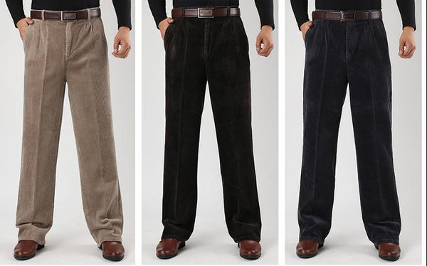 Winter Men's High Waist Double Fold Loose Casual Pants Trousers - SolaceConnect.com