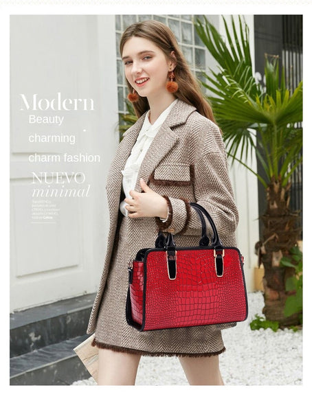 Women Fashion Genuine Leather Luxury Designer Handbags Large Capacity Shoulder Handbag  -  GeraldBlack.com