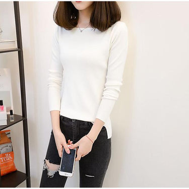 Women's Autumn Winter Black Knit High Elastic Jumper Pullover Sweaters - SolaceConnect.com
