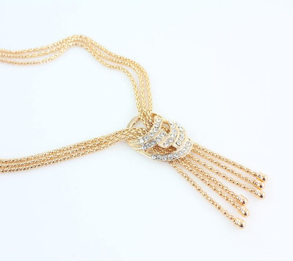 Women's Fashion African Beads Gold Color Crystal Necklace Jewelry Sets - SolaceConnect.com