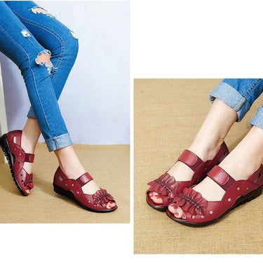 Women's Genuine Leather Flat Sandals Casual Open Toe Summer Shoes  -  GeraldBlack.com