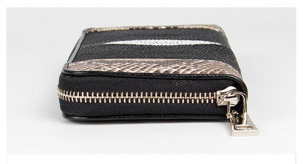 Women's Genuine Stingray Leather Serpentine Zipper Closure Wallet  -  GeraldBlack.com