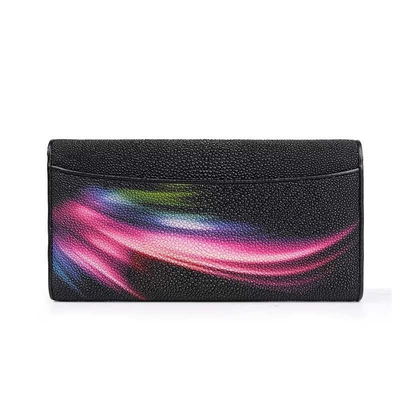 Women's Unique Designer Genuine Stingray Skin Trifold Card Wallet  -  GeraldBlack.com