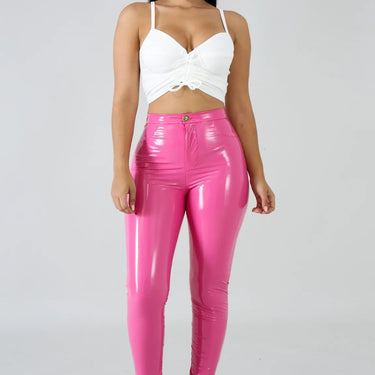 10 Colors Plus Size Leather Shiny Skinny High Waist Ruched Sweatpants Pencil Trousers  -  GeraldBlack.com