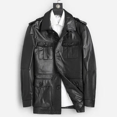 100% Cowhide Genuine Leather Men Motorcycle Trendy Hunting Street Jacket  -  GeraldBlack.com