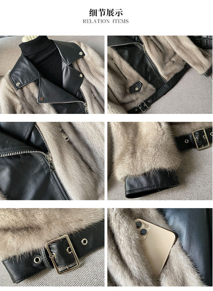 100% Natural Real Mink Fur Women Fashion Essential Warm Short Cloak Outerwear Winter Jacket  -  GeraldBlack.com