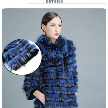 100% Real Silver Fox Fur 100cm Long Style Winter Genuine Fox Fur Coats For Women  -  GeraldBlack.com