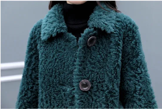 100% Wool Fur Women Real Sheep Shearling Fur Short Woolen Slim Thin Winter Jacket Coat  -  GeraldBlack.com
