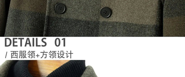 100% Wool Men's Fashion Plaid Double Breasted Short Double Faced Winter Coat  -  GeraldBlack.com