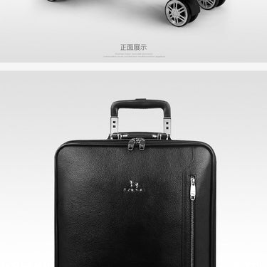 16"20" Inch Cow Leather Suitcase Cabin Black Trolley Genuine Leather Hand Luggage  -  GeraldBlack.com